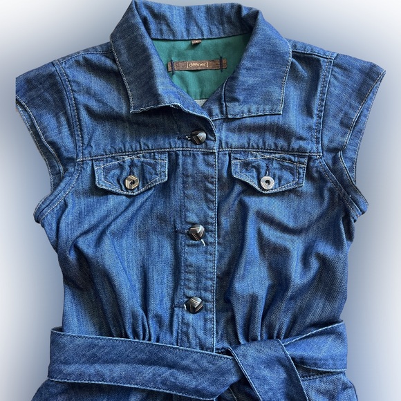 Deener Denim Cowgirl Belted Button Up Jean Dress Women’s Size 2 Fit-and-flare - Picture 2 of 6